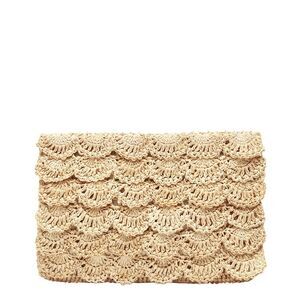 Mar Y Sol Lizzie Raffia Clutch, Brown